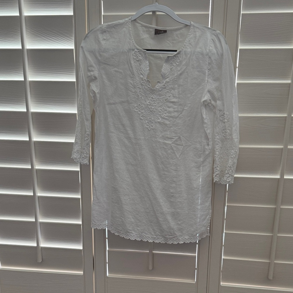 J. Jill White Embroidered Cotton Tunic